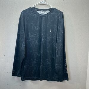 Spyder Rash Guard Long Sleave‎ Swim Shirt Mens Medium Surf Sand Sun UPF 50 Black